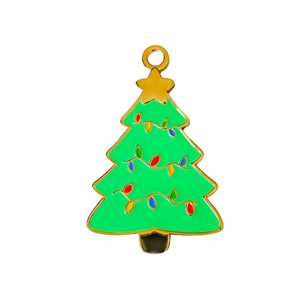 Christmas Tree Dog Cat Collar Pet ID Tag Keychain Charm